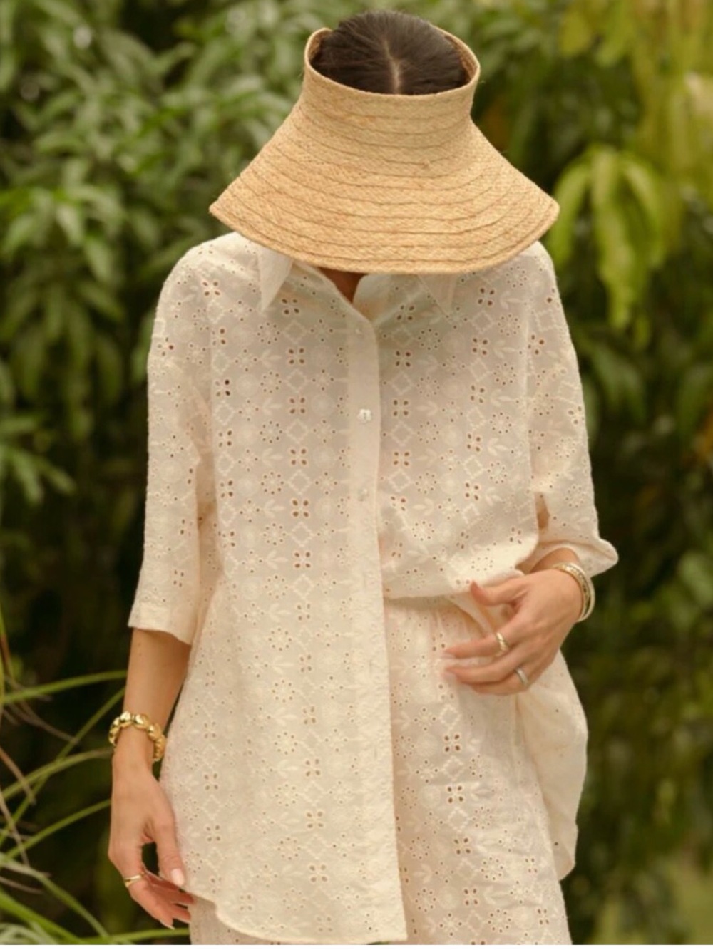 LA MAREGOLD The Mila Top PeachDaisy Eyelet Flower Button Size M/L VGUC